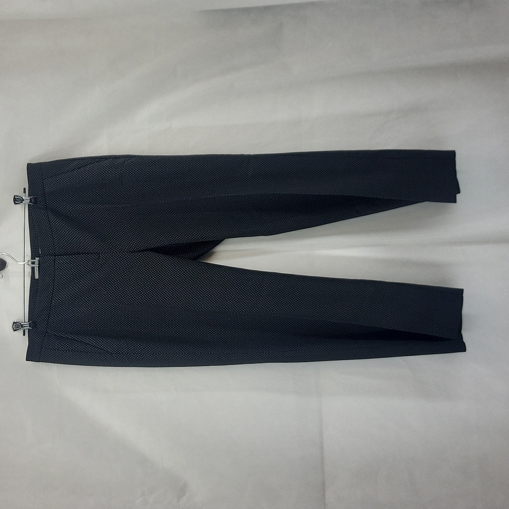 HALOGEN Black White Micro Print Taylor Fit Pleated Ankle Pants